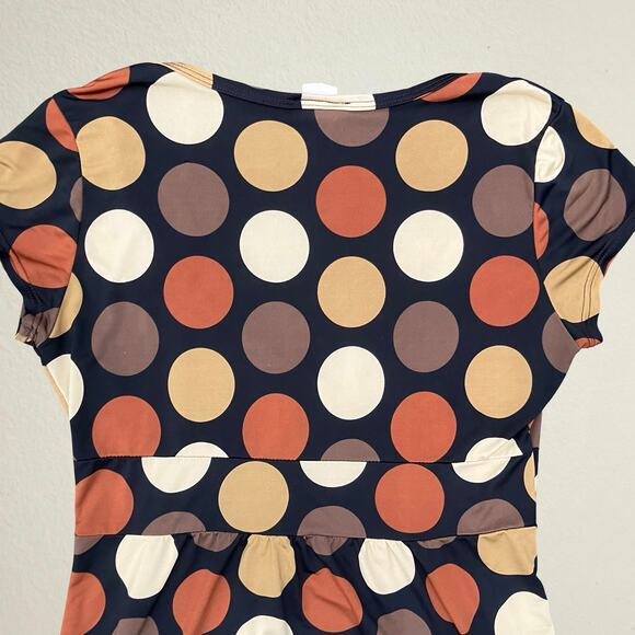 Vintage Y2K brown polka dot surplice bust top 2000s boho chic retro twee - Picture 4 of 6